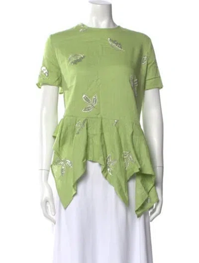 Pre-owned Marques' Almeida Printed Crew Neck Top W/ Tags In Green