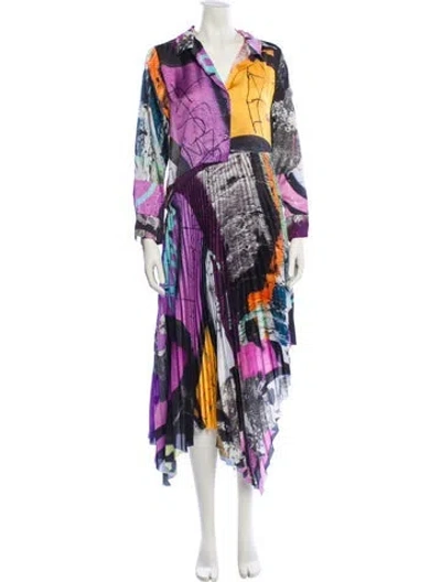 Pre-owned Marques' Almeida Printed Long Dress In Purple