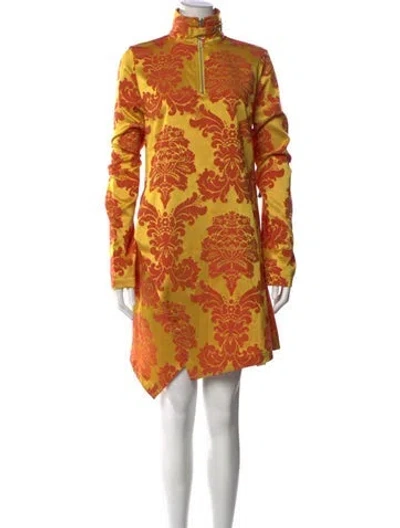 Pre-owned Marques' Almeida Printed Mini Dress In Orange/yellow