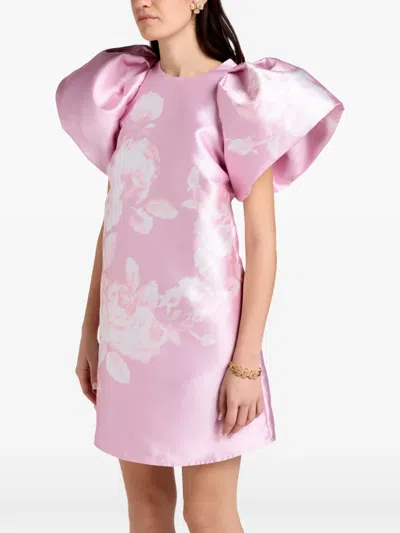 Marques' Almeida Puff-sleeve Floral-print Mini Dress In Pink