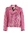 Marques' Almeida Marques Almeida Python Effect Biker Jacket In Pink Leather In Pink