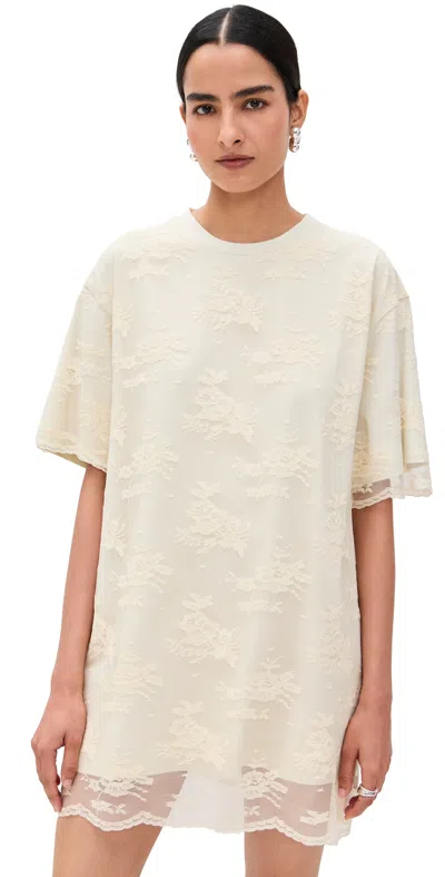 Marques' Almeida Relaxed Fit T-shirt Dress With Lace Overlayer Cream In Neutral