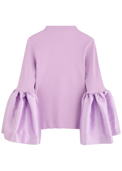 Marques' Almeida Ribbed Stretch-cotton And Taffeta Top In Lilac