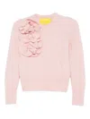 Marques' Almeida Ruffled Flower Sweater In Pink