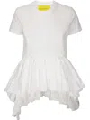 Marques' Almeida Cotton Top With Flared Hem And Lace Layers In White