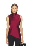 Marques' Almeida Satin Cowl Neck Top In Red