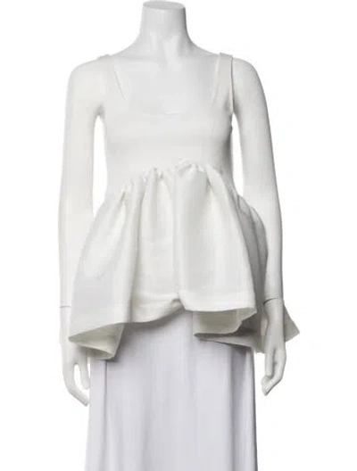Pre-owned Marques' Almeida Scoop Neck Long Sleeve Top In White