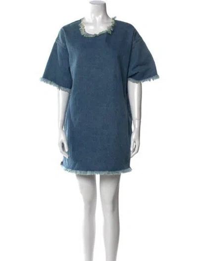 Pre-owned Marques' Almeida Scoop Neck Mini Dress In Blue