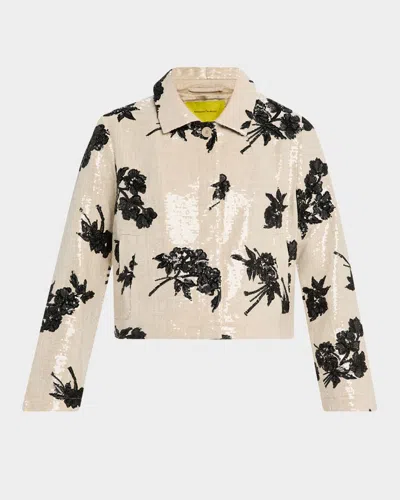 Marques' Almeida Sequined Linen Crop Jacket