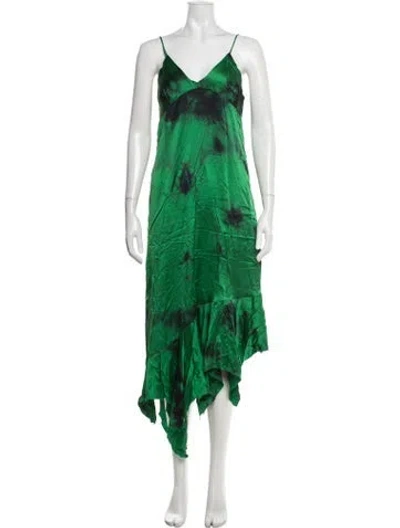 Pre-owned Marques' Almeida Silk Long Dress In Green