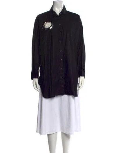 Pre-owned Marques' Almeida Silk Long Sleeve Button-up Top In Black