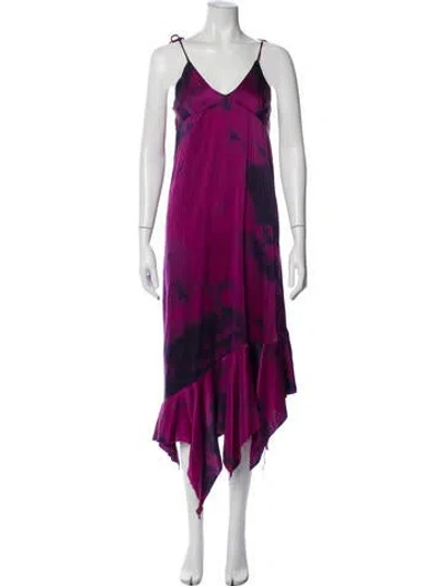 Pre-owned Marques' Almeida Silk Midi Length Dress In Purple