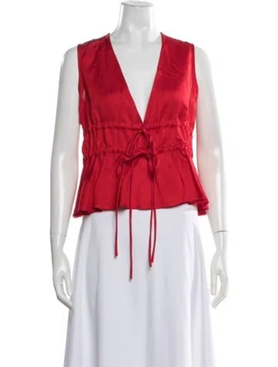 Pre-owned Marques' Almeida Silk V-neck Top In Red