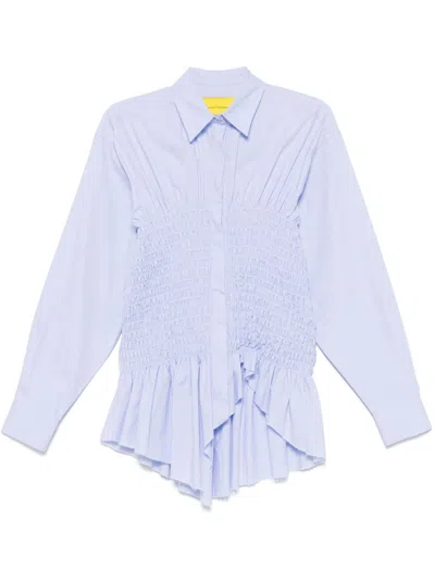 Marques' Almeida Smocked Shirt In Blau