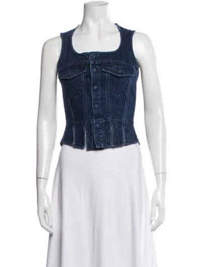 Pre-owned Marques' Almeida Square Neckline Sleeveless Top In Blue