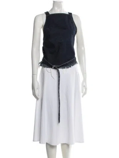Pre-owned Marques' Almeida Square Neckline Sleeveless Top In Blue