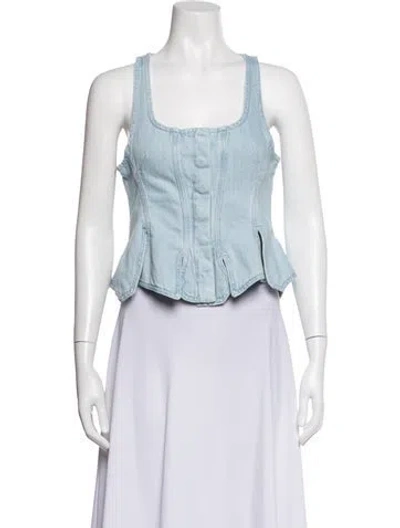 Pre-owned Marques' Almeida Square Neckline Sleeveless Top In Blue