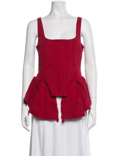Pre-owned Marques' Almeida Square Neckline Sleeveless Top In Red