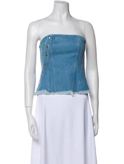 Pre-owned Marques' Almeida Strapless Crop Top In Blue