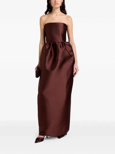 Marques' Almeida Strapless Gathered Maxi Dress In Brown