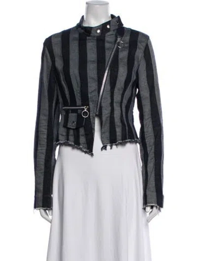 Pre-owned Marques' Almeida Striped Biker Jacket In Black