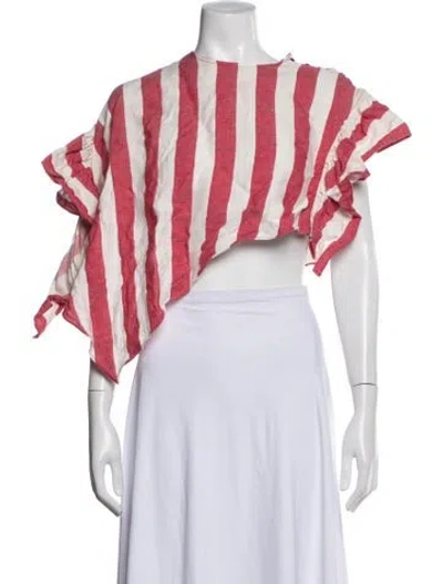 Pre-owned Marques' Almeida Striped Crew Neck Crop Top In Multicolor
