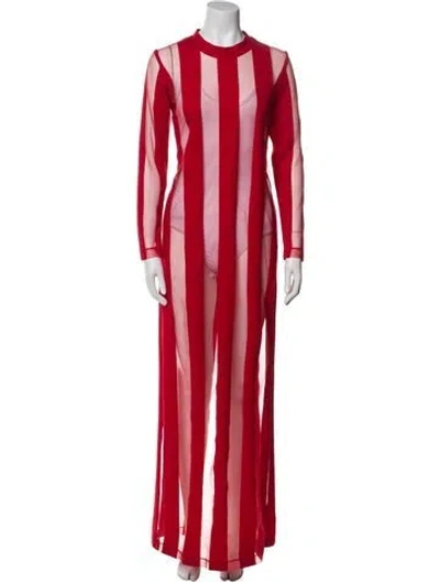 Pre-owned Marques' Almeida Striped Long Dress In Red