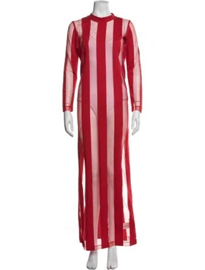 Pre-owned Marques' Almeida Striped Long Dress In Red