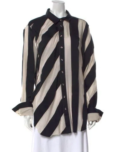 Pre-owned Marques' Almeida Striped Long Sleeve Button-up Top In Black