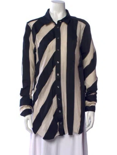Pre-owned Marques' Almeida Striped Long Sleeve Button-up Top In Black