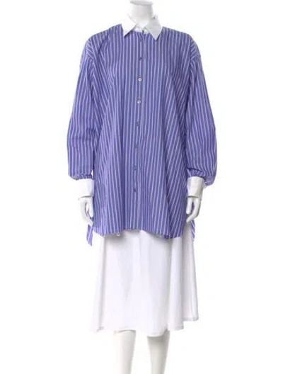 Pre-owned Marques' Almeida Striped Long Sleeve Button-up Top In Purple