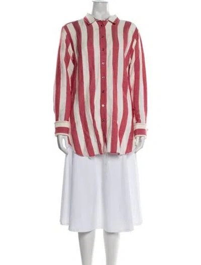 Pre-owned Marques' Almeida Striped Long Sleeve Top In Red