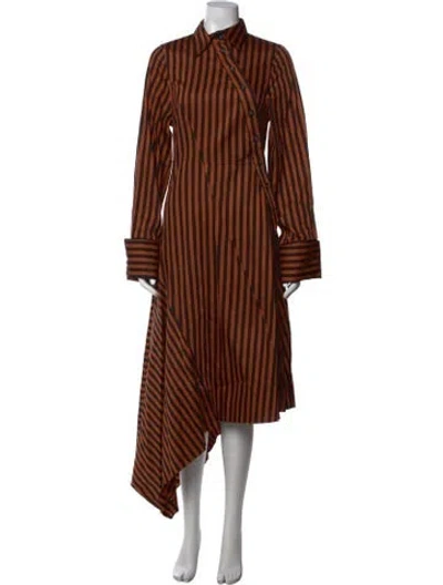 Pre-owned Marques' Almeida Striped Midi Length Dress In Black