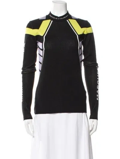 Pre-owned Marques' Almeida Striped Mock Neck Sweater In Black