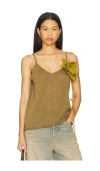 Marques' Almeida Thin Knit Spaghetti Strap Top In Army