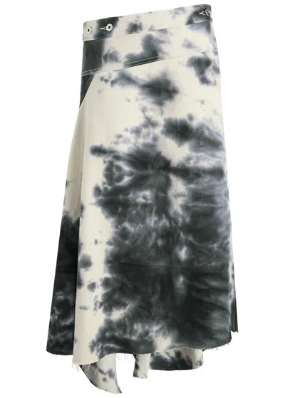 Marques' Almeida Tie-dye Asymmetric Denim Wrap Skirt In Cream