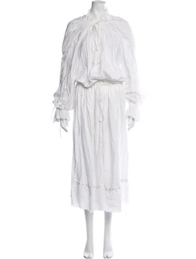 Pre-owned Marques' Almeida Tie Neck Long Dress In White