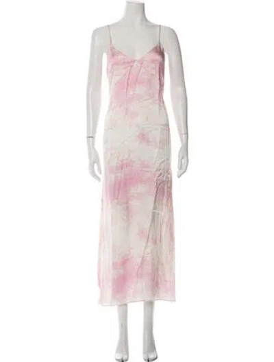 Pre-owned Marques' Almeida Tie-dye Print Long Dress In Pink