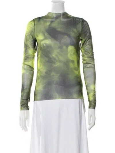 Pre-owned Marques' Almeida Tie-dye Print Mock Neck Top In Green