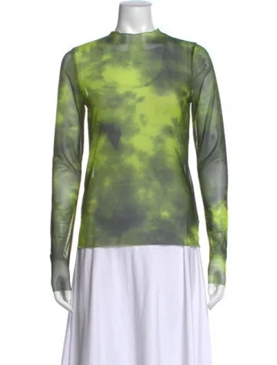 Pre-owned Marques' Almeida Tie-dye Print Mock Neck Top In Green