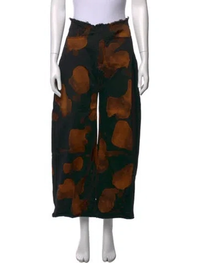 Pre-owned Marques' Almeida Tie-dye Print Wide Leg Pants In Black
