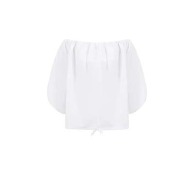 Marques' Almeida Cotton Puff Sleeve Top In White