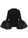 Marques' Almeida Turtleneck Puff Sleeve Top In Schwarz