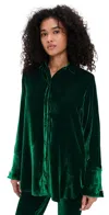 Marques' Almeida Velvet Shirt With Cuff Metal Rings Green In Green