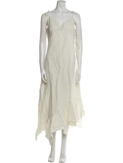 Pre-owned Marques' Almeida V-neck Long Dress In Neutral