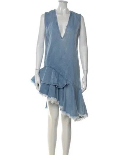 Pre-owned Marques' Almeida V-neck Mini Dress In Blue