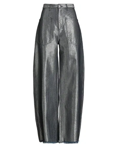 Marques' Almeida Woman Jeans Silver Size 6 Cotton, Rayon, Polyester