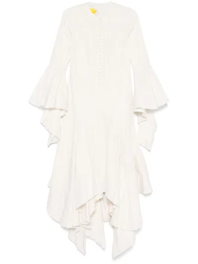 Marques' Almeida Wrinkled Handkerchief Maxi Dress In Weiss