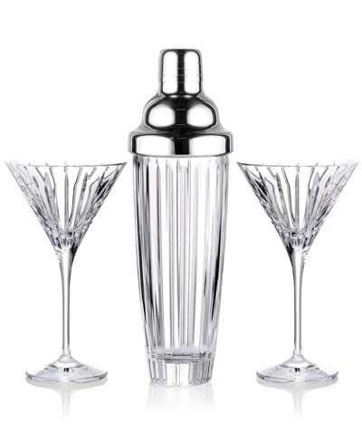 Marquis By Waterford Herald Cocktail Shaker And Martini Glasses, Set Of 3 In Transparent