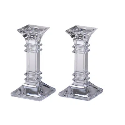 Marquis By Waterford Treviso 2 Piece Crystal Tabletop Candlestick Set In Clear